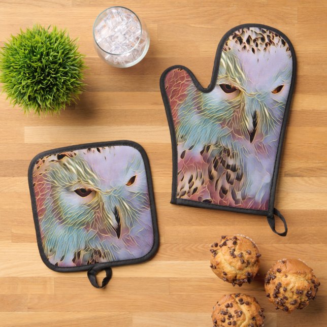OWL OVEN MITT & POT HOLDER SET (Top Down)