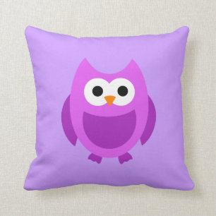 Owl Owls Bird Birds Purple Cute Cartoon Pillow