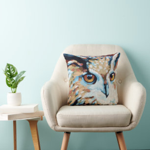 Owl Painting - Gift for Animal Lovers Throw Pillow