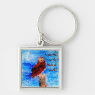 Owl Painting I Love You Keychain