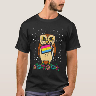 Owl Pansexual Flag Flowers Pan Pride Stuff Lgbtq W T-Shirt
