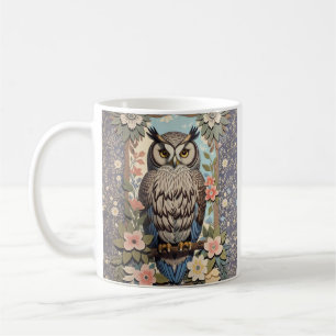Owl Pastel Floral William Morris Inspired Coffee Mug