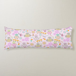 Owl Pastel Pink Body Pillow