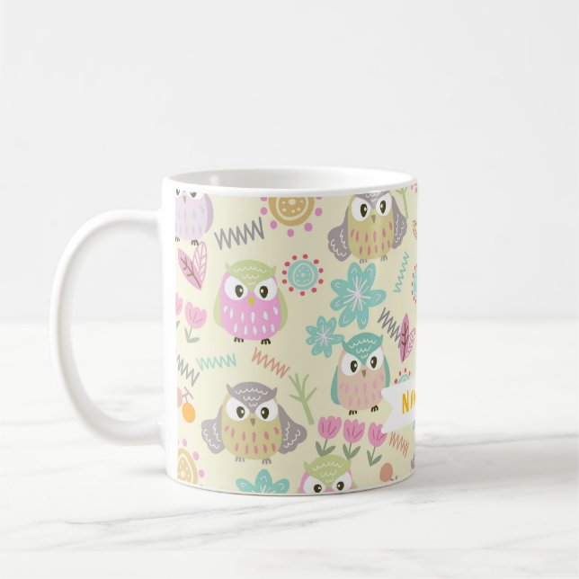 Owl Pastel Yellow   Coffee Mug (Left)