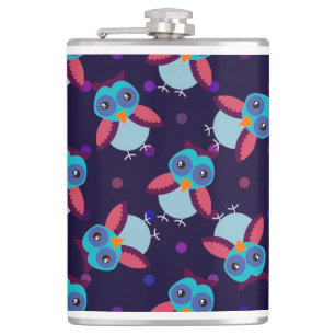owl pattern background hip flask