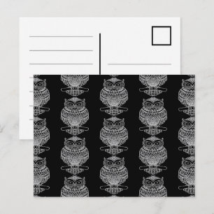 Owl (pattern black) - Postcard