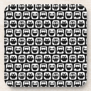 Owl Pattern in Black and White Coaster