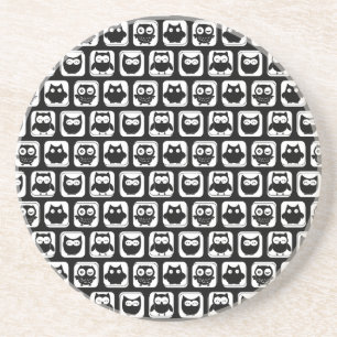 Owl Pattern in Black and White Coaster