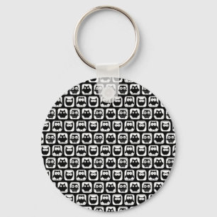 Owl Pattern in Black and White Keychain