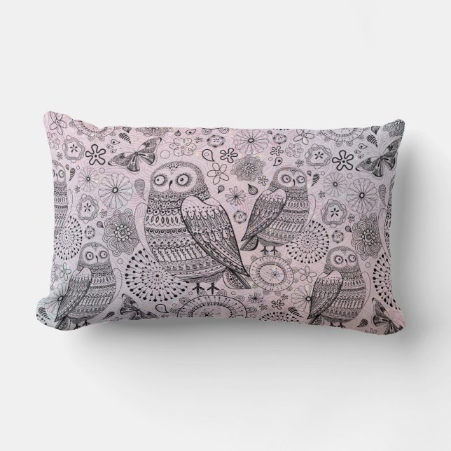 Owl Pattern Lumbar Pillow (Front)