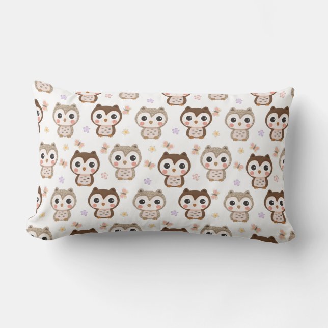 Owl Pattern Lumbar Pillow (Front)