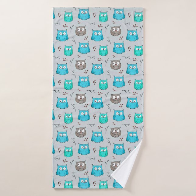 Owl pattern non repeating bath towel (Bath Towel)