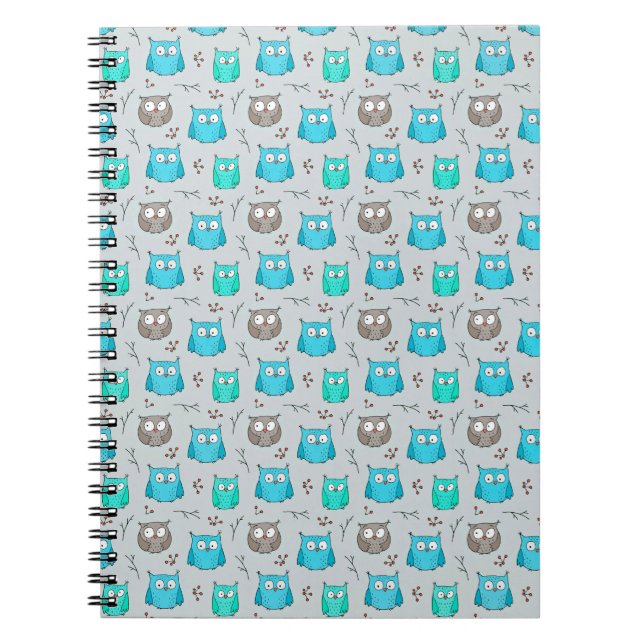 Owl pattern non repeating notebook (Front)