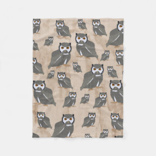 Owl Pattern & Rustic Wood  Fleece Blanket