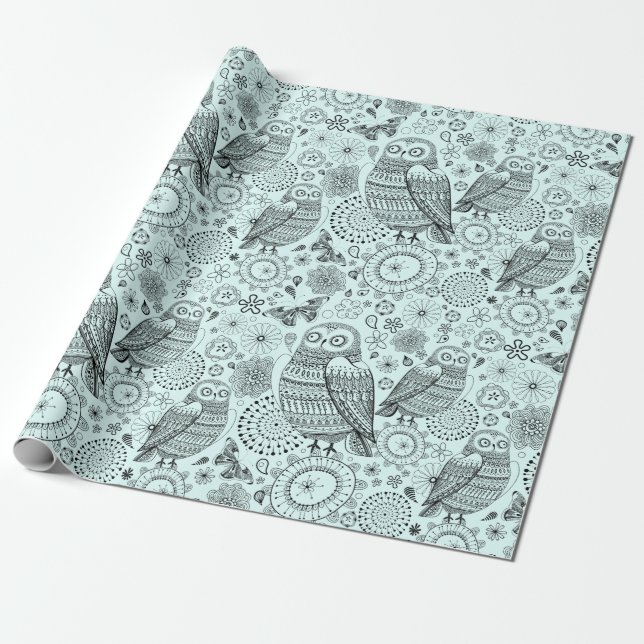 Owl Pattern Wrapping Paper (Unrolled)