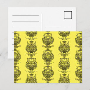 Owl (pattern yellow) - Postcard