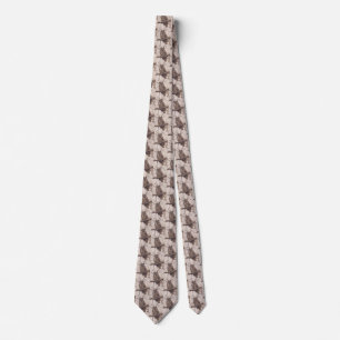 Owl Perched on Tree Branch Sepia Photo Tie