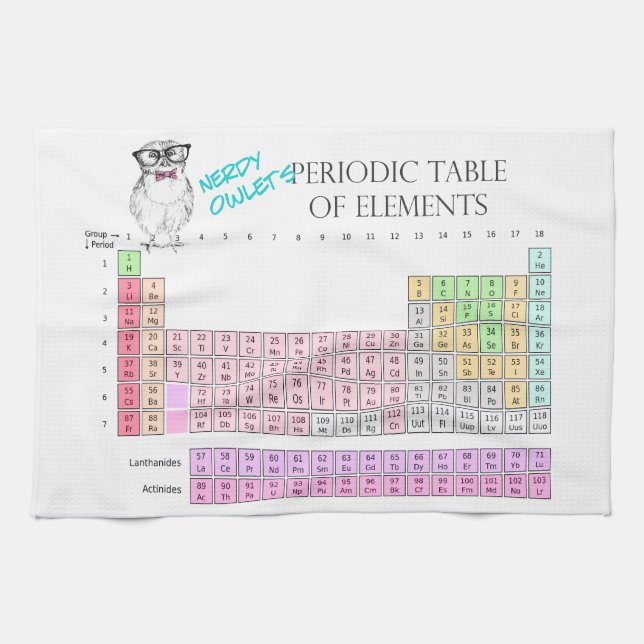 Owl Periodic table of elements Kitchen Towel (Horizontal)