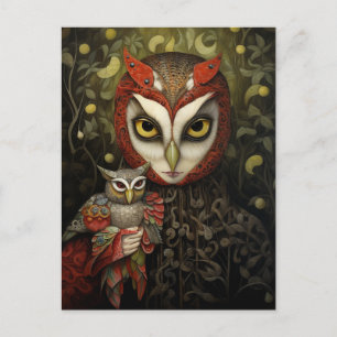 Owl Person With an Owl Postcard