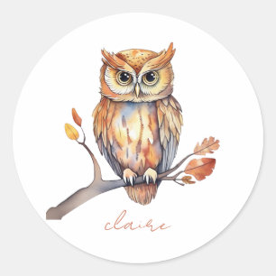 Owl Personalized Classic Round Sticker
