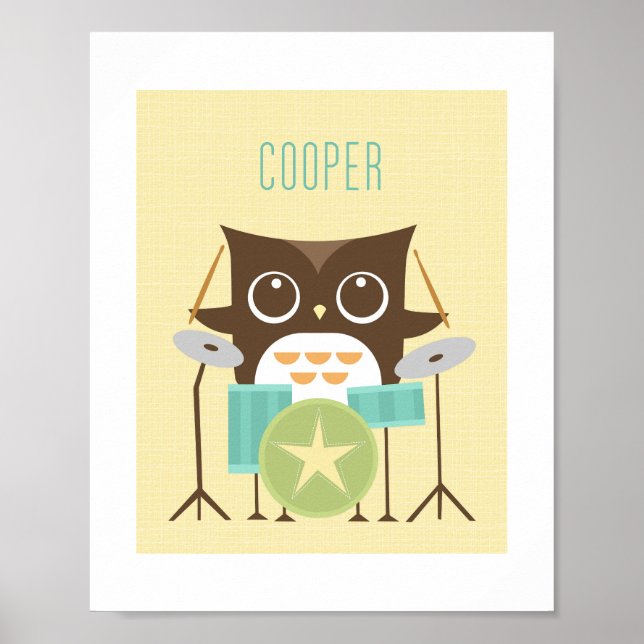 Owl Personalized Nursery Poster Print (Front)