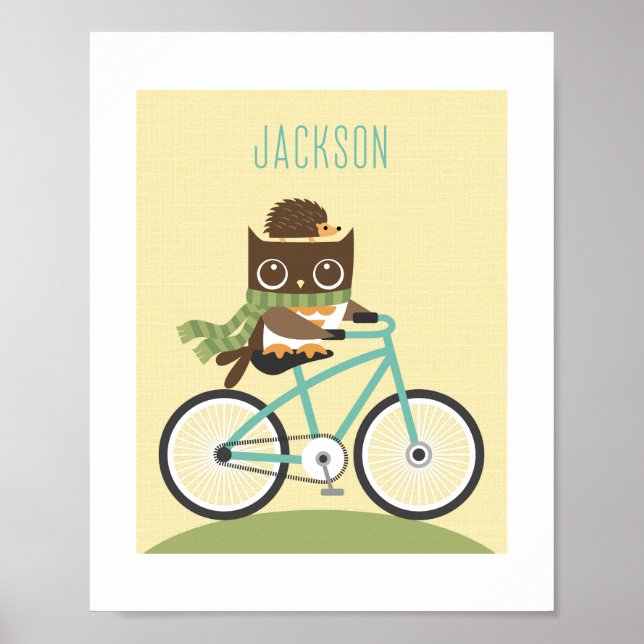 Owl Personalized Nursery Poster Print (Front)