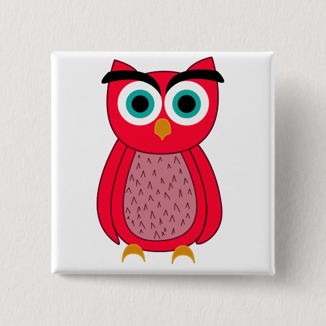 Owl Photo Print 2 Inch Square Button (Front)