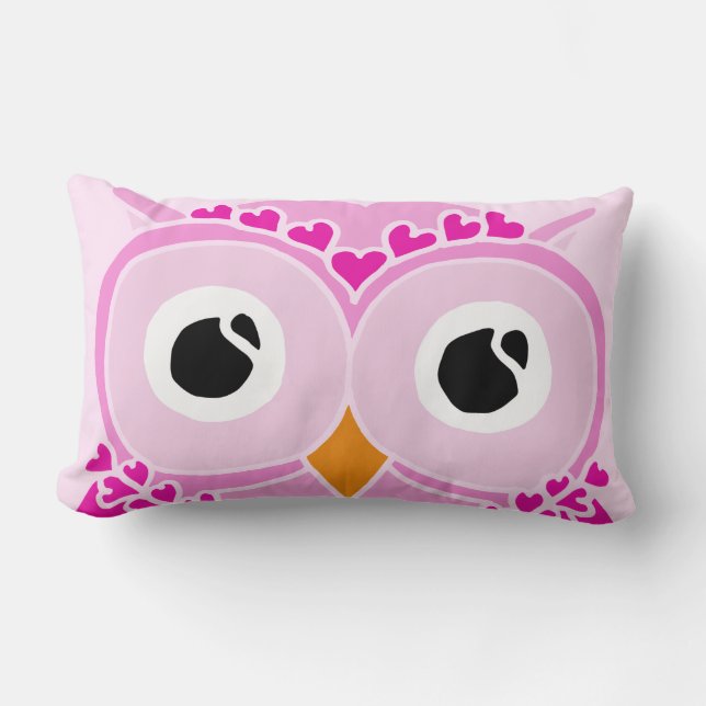 Owl Pillow: Pink Face Owl Lumbar Pillow (Front)