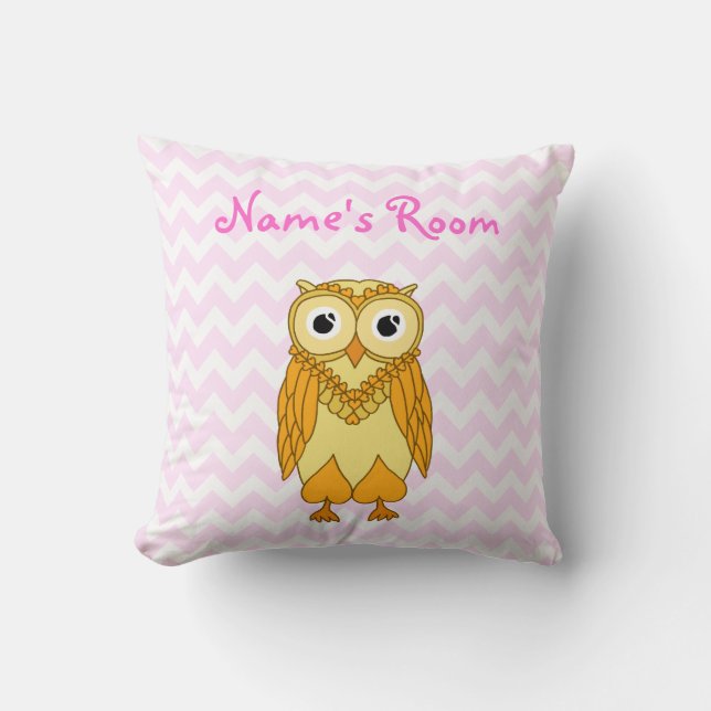 Owl Pillow: Yellow Custom Throw Pillow (Front)