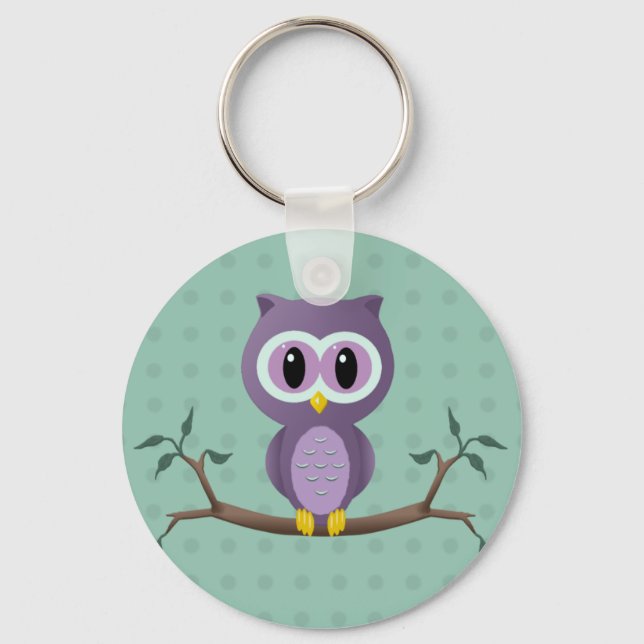 Owl Polka Dot Keychain (Front)