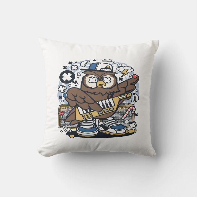 Owl Pop Star Throw Pillow (Front)