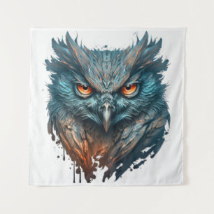 Owl Portrait Animal Painting Wildlife Outdoors Art Tapestry