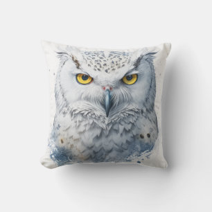 Owl Portrait Animal Painting Wildlife Outdoors Art Throw Pillow