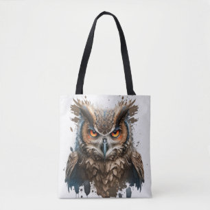 Owl Portrait Animal Painting Wildlife Outdoors Art Tote Bag