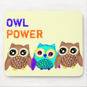 Owl Power Mouse Pad