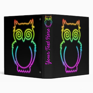 Owl Psychedelic Neon Light Binder