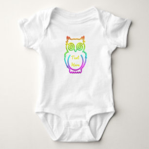 Owl Psychedelic Neon Light Button Baby Bodysuit