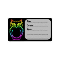 Owl Psychedelic Neon Light Button