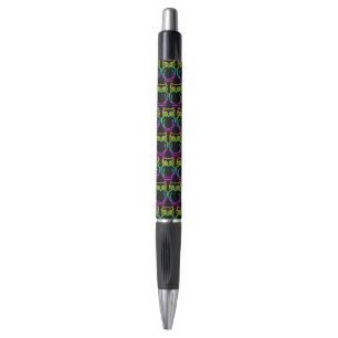 Owl Psychedelic Neon Light Button Pen
