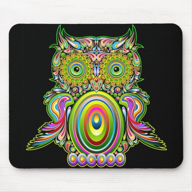 Owl Psychedelic Popart Mousepad (Front)