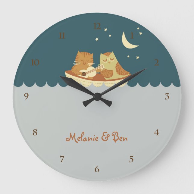Owl & Pussycat (Sea Blue) Large Clock (Front)