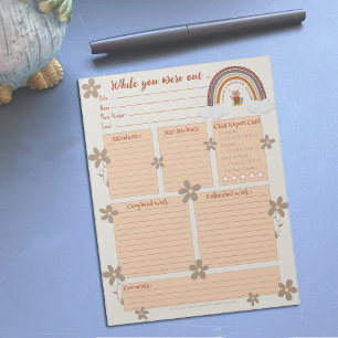 Owl Rainbow Substitute Report Notepad
