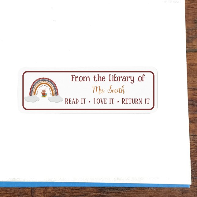 Owl Rainbow Teacher Salle de classe Bibliothèque B (Budget classroom library stickers with owl and rainbow . )