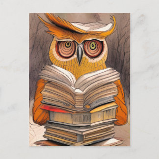 Owl Reading - Art Card
