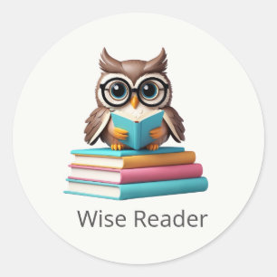 Owl Reading Book Cute Animal Sticker