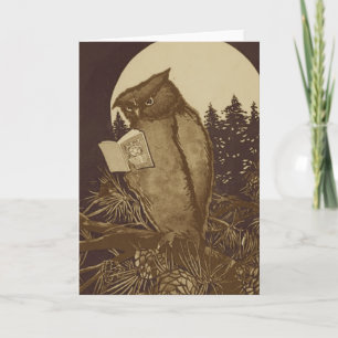 Owl Reading by Moonlight Card