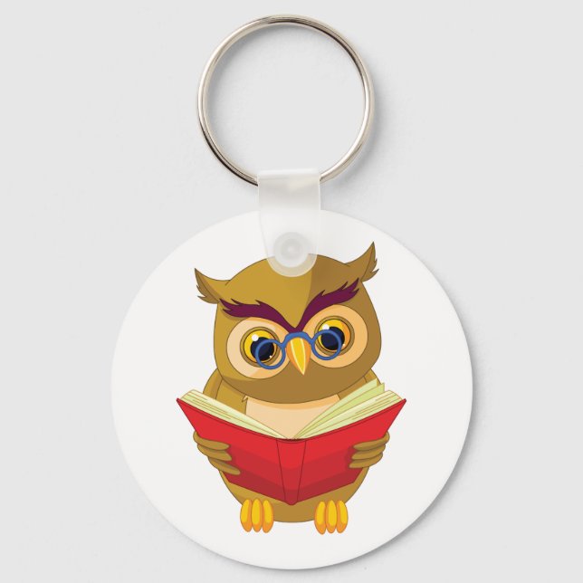 Owl Reading Keychain (Front)