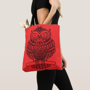 Owl (red) - Tote Bag