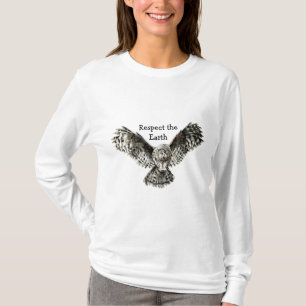 Owl, Respect the Earth Native American Quote T-Shirt