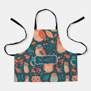 Owl Retro Colourful Personalized Pattern Apron